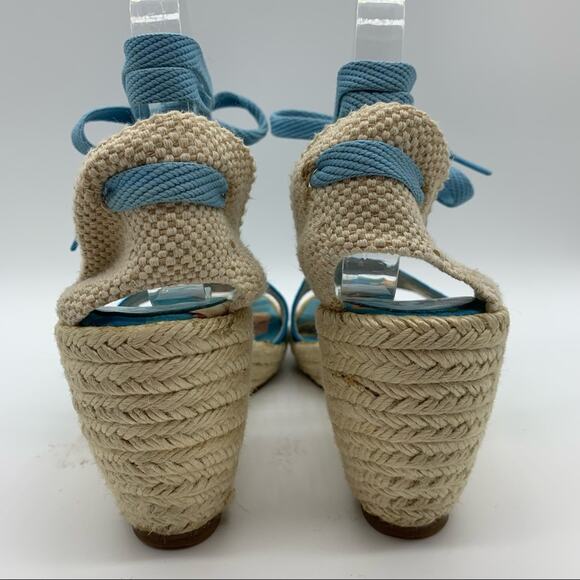 Jeffrey Campbell Western Lady Novelty Print Espadrille Lace Up Ankle Wedges Sz 9 - Picture 9 of 15